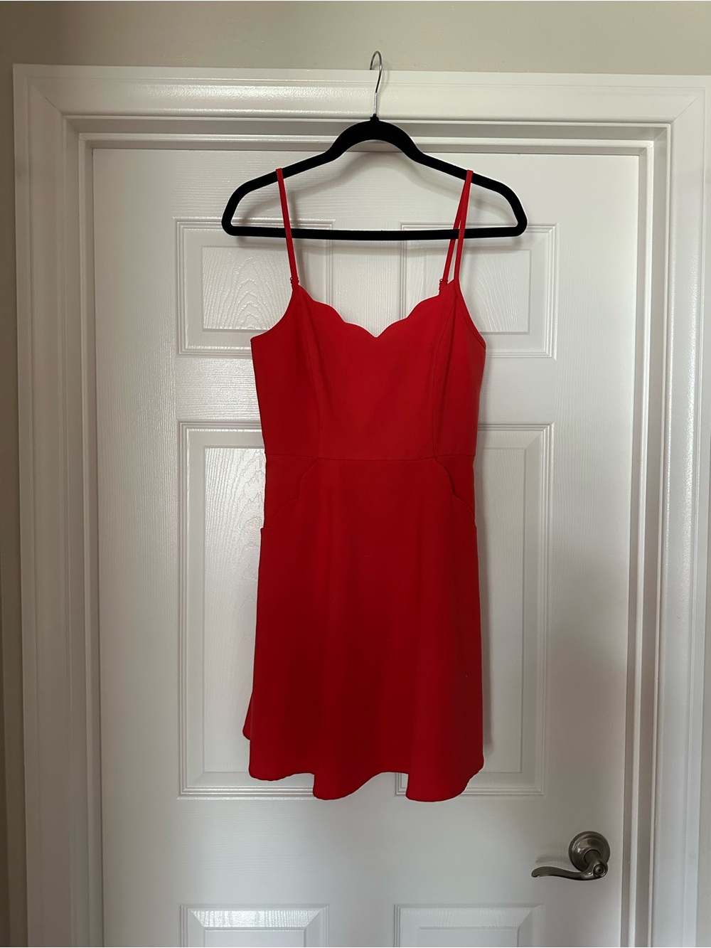 Market & Spruce Red Scallop-Neck Mini Dress
